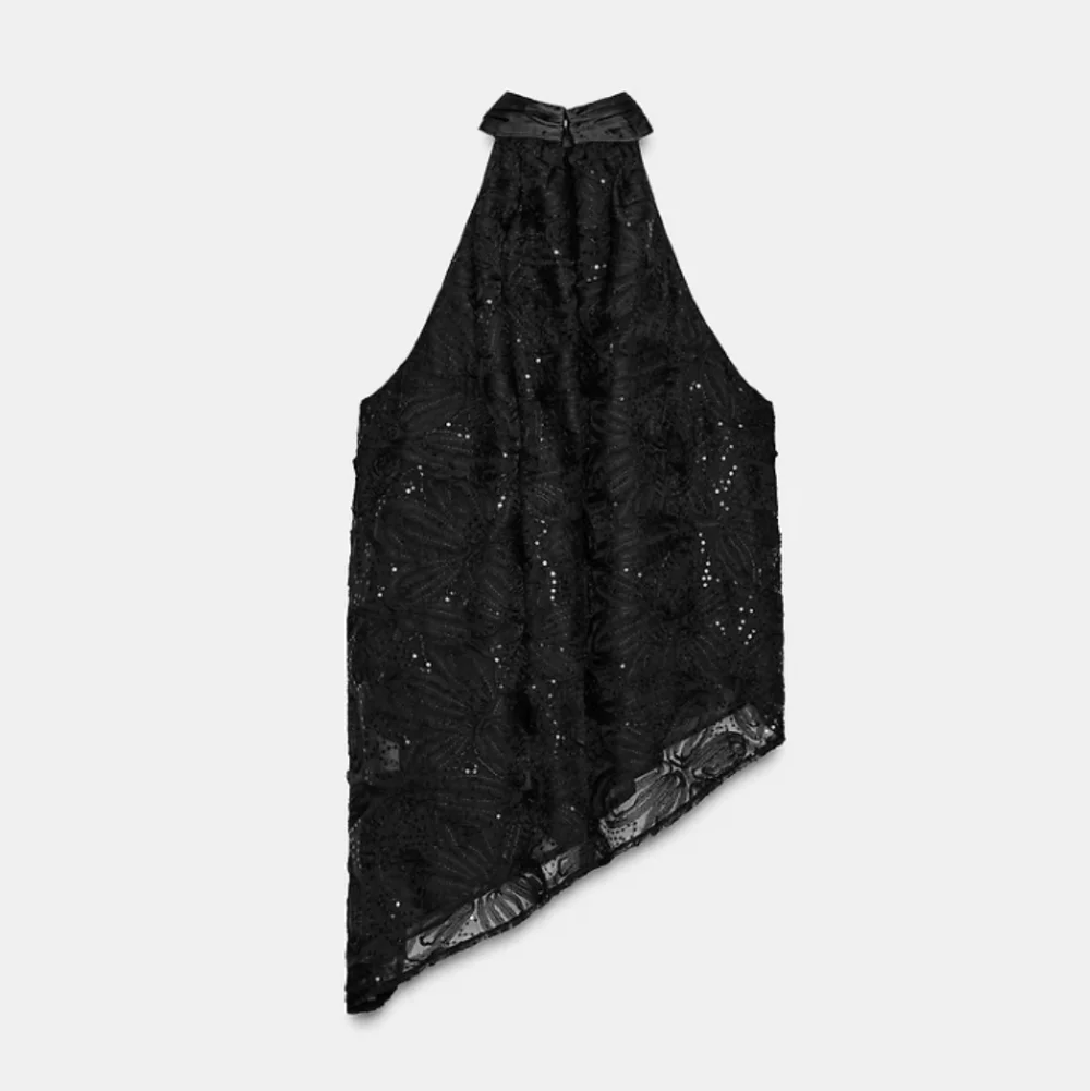 ZARA Set 2pc SEQUINED BALLOON PANTS AND TOP BLACK Size M